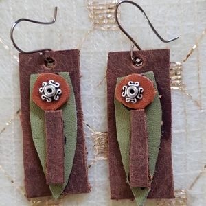Full Grain Leather Earrings Handmade